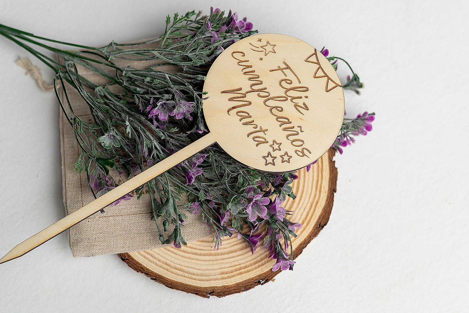 Topper de Tarta Personalizado «Feliz Cumpleaños» (Estrellas) - Imagen 3